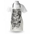 thumbnail image 3 of Kabuki Mask Apron Warrior Samurai Drawing Style with Angry Expression Historical Figure Artwork, Unisex Kitchen Bib Apron with Adjustable Neck for Cooking Baking Gardening, Black White, by Ambesonne, 3 of 3