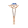 thumbnail image 3 of Angara Natural 0.65 Ct. Tanzanite with Diamond Halo Ring in 14K Rose Gold for Women (Ring Size: 3), 3 of 9