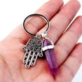 thumbnail image 3 of HOOUN Evil Eye Fatima Hamsa Hand Crystal Hexagon Pillar Key Ring Palm Keychain Pendant-Labradorite, 3 of 5