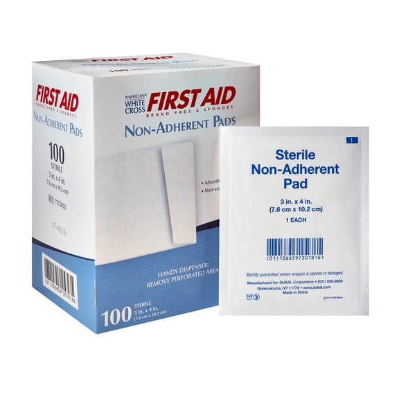 American White Cross Sterile Non-Adherent Dressing Rectangle 3 x 4" 7575033 100 per Box
