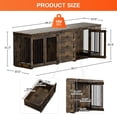 thumbnail image 3 of Wiilayok 94.5" Dog Crate Furniture for 2 Large Medium Dogs, Wooden Dog Kennel TV Stand with 3 Storage Drawers, 4 Bowls & Locks, Brown Indoor Dog House, 3 of 9