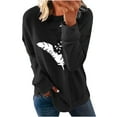 thumbnail image 3 of ZZwxWA Fall and Winter Sweatshirt for Womens Loose Fit Hoodless Cute Tops Slit Hem Blouse Long Sleeve Womens Hoodies Feather Print Casual Tops Crewneck Shirts On, 3 of 5