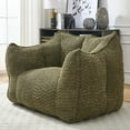 thumbnail image 3 of Adult Bean Bag Sofa Chair with Chenille Cover – Fluffy Resilient Foam Filler for TV & Reading, Lightweight Square Design, Olive Green, 3 of 9