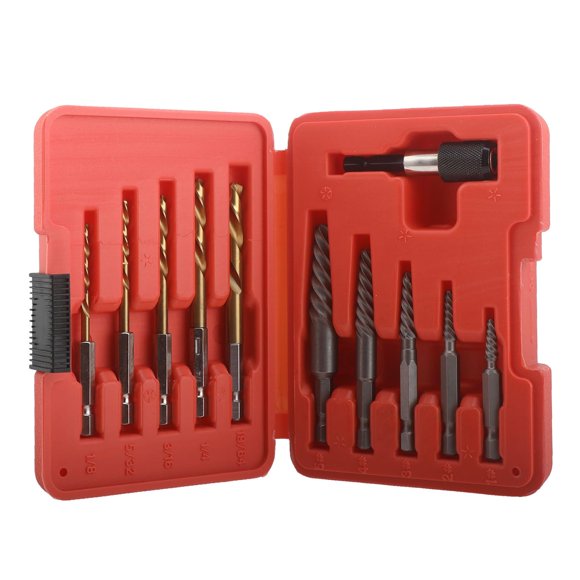shiyou-Suweiyuanshiyi 11 PCS Bolt Extractor Set,Reverse Drill Bit Extractor for Remove Stripped Screws and Broken Bolts