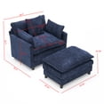 thumbnail image 3 of Lunale 54" Oversized Chaise Lounge Chair Indoor with Movable Ottoman, Modern Deep Seat Double-Layer Sleeper Sofa for Living Room, Blue Chenille, 3 of 3