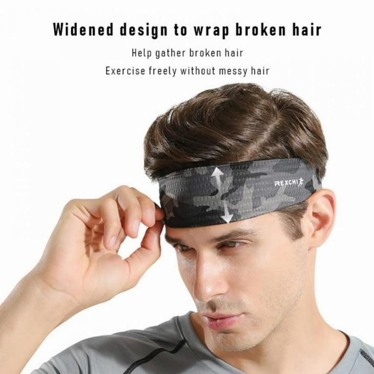 Mens Headband, Sports Headbands for Men, Men Workout Accessories, Sweat  Band, Sweat Wicking Head Band Sweatbands for Running Gym Training Tennis