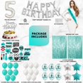 thumbnail image 2 of 5th Birthday Decorations Birthday Party Supplies Five Birthday Banner| Teal Green Confetti Balloons for her| 5th Bday Cake Topper, 2 of 5