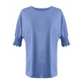 thumbnail image 4 of SHITINN Plus Size Loose Fit Round Neck Puff Sleeve Long Tee for Women Stylish and Comfortable Cas Short Sleeve Blouses for Women Woman Shirts Lightweight Tops & Blouses, 4 of 4