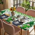 thumbnail image 3 of St. Patrick's Day Table Cloths for 5 Foot Rectangle Tables, Green Gnomes Spring Lucky Shamrocks Patio Waterproof Elastic Fitted Tablecloths, Washable Rectangular Table Cover for Camping, 3 of 8