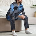 thumbnail image 7 of Honeii Black And Blue Lightning Dragon Pattern Mens Pajamas Set,2pcs Men's Lounge Long Sleeve Sleep Shirt and Pajama Bottoms Sleepwear Set,Mens Pjs Sets-Medium, 7 of 7