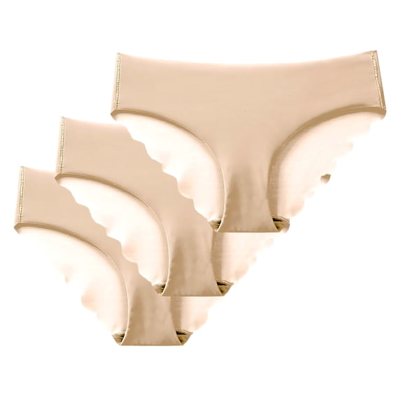 OWUUcdse Women's Seamless Panties, Stretchy Casual 3PC Low-rise Cheeky Underwear Beige Size M