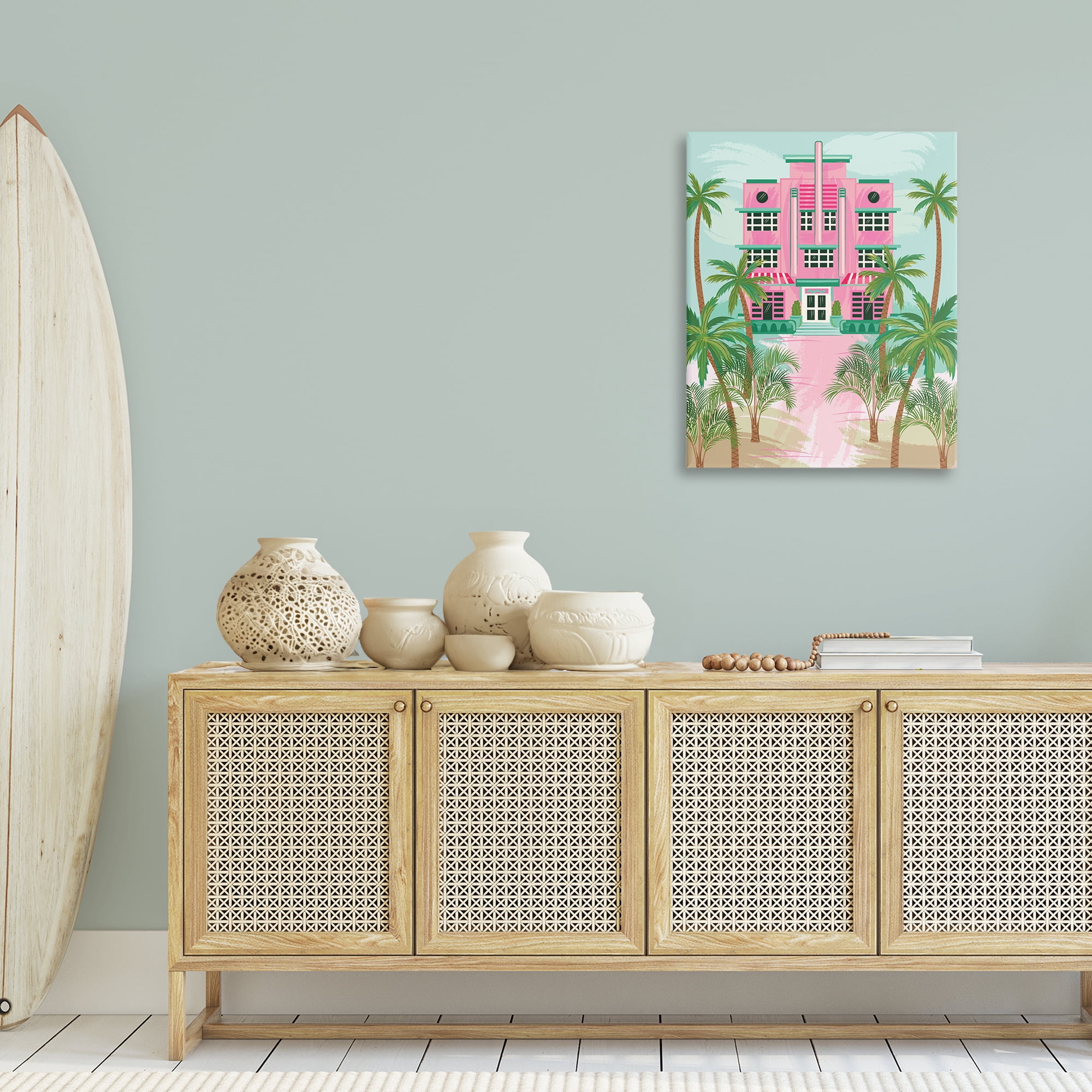 Stupell Industries Tropical Palm Hotel Nautical & Beach Painting Wrapped Canvas Art Print Wall Art, 24 x 30