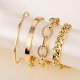 thumbnail image 1 of 4pc/set Heavy Metal Big Thick Chain Bracelet Set Women Retro Metal Twist Chain Bangles, 1 of 4