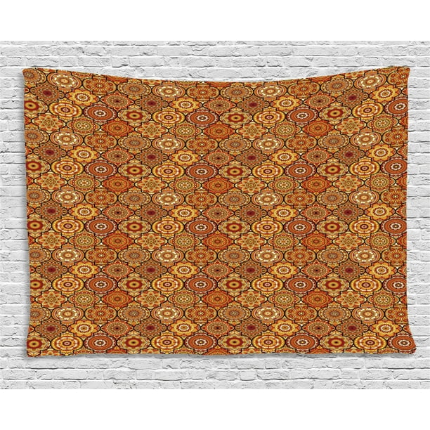 Moroccan Tapestry, Vintage Hand Drawn Style Ottoman Figures Ancient