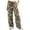 Army Green, variant on Women Camo Wide Leg Cargo Pants Drawstring Elastic Waist Multi Pockets Loose Casual Pants for Hiking and Daily Outings