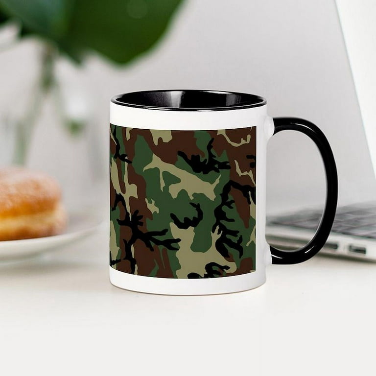 Cafepress - Camouflage Pattern Mug - 11 oz Ceramic Mug - Novelty Coffee Tea Cup, Size: Small, White