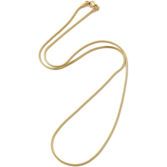 1pc 1Pcs Real 18K Gold Plated Square Snake Chain Necklaces 1.5mm Stainless Steel Minimalist Chain Necklace Choker with Lobster Claw Clasps for Men Women Personalized Jewelry 20 inch