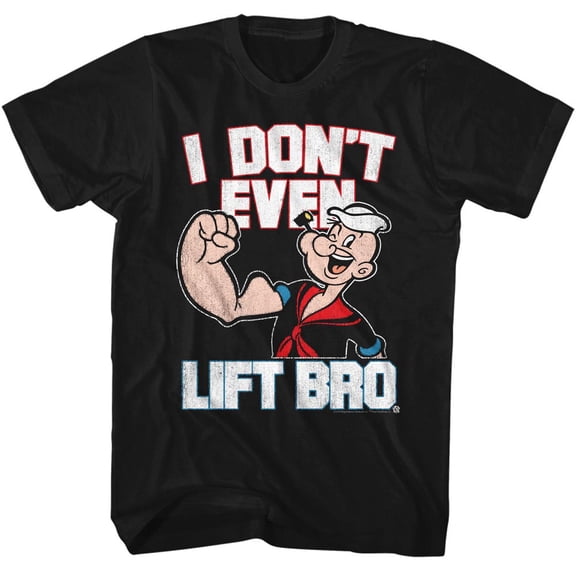 Popeye Lift Bro Black Adult T-Shirt