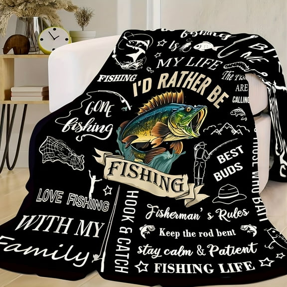 Lightweight Ultra-Soft Flannel Fishing Enthusiast Gift Blanket - Allergy-Friendly for Camping & Cozy Comfort