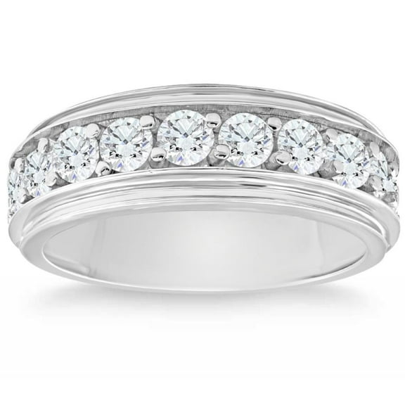 Pompeii 2Ct Diamond Men's Ring in 10k White or Yellow Gold 10-Stone (G/H,I1-I2)