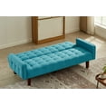 thumbnail image 3 of Rustic Linen Fabric Convertible Sofa, Button Tufted Sofa Bed with Adjustable Backrest, Armrest, Solid Wood Frame, Upholstered Sofa Couch for Living Room, Apartment, Bed Room, Blue, 3 of 9