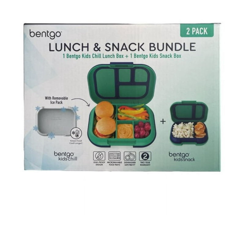 Bentgo Kids Chill Lunch & Snack Box with Removable Ice Pack, Green/Navy
