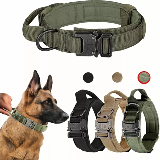 Collar De Perro Táctico Ajustable Con Hebilla De Metal