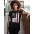 thumbnail image 3 of Breast Cancer Support Pink Ribbon Fight US Flag Unisex Men's T-shirt, S, Black, 3 of 5