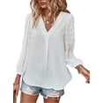thumbnail image 3 of Genuiskids Womens Chiffon Long Sleeve T-Shirts Baggy Blouses Fashion Soft Comfy Solid Color Dressy Tunic Summer Tops Loose Fit Pullover, 3 of 8