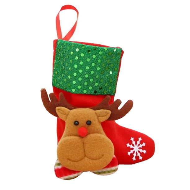 Moyic Calcetín de Navidad Prop decoración del hogar colgante adornar Adorable DIY bolsa de regalo de lentejuelas calcetín de Navidad colgante Kits de decoración para fiestas Patrón de alce Moyic HA068973-01