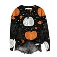 thumbnail image 4 of Neewe Sweatshirts for Women Crewneck Long Sleeve Loose Fit Tops Halloween Trim Pumpkin Cute Fashion 2025, 4 of 5