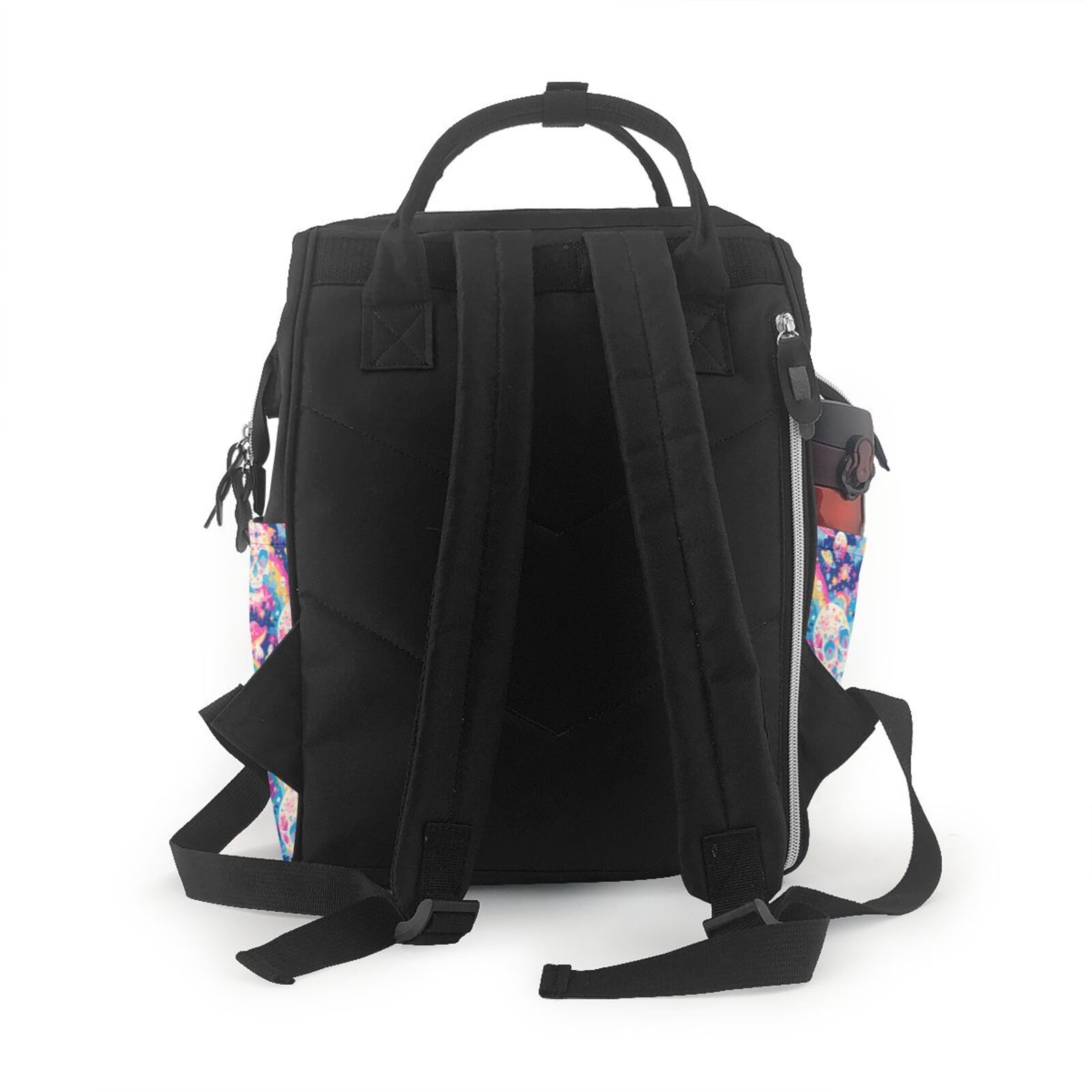 Fuzoiu Skull rainbow color space Print Diaper Bag Backpack,Baby Essentials Travel Tote,Multi function Waterproof Diaper Bag, Travel Essentials Baby Bag - Unisex