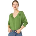 thumbnail image 1 of Allegra K Camiseta Holgada Informal Con Manga De Murciélago Y Cuello En V Para Mujer Verde L Unique Bargains Camisa, 1 of 6