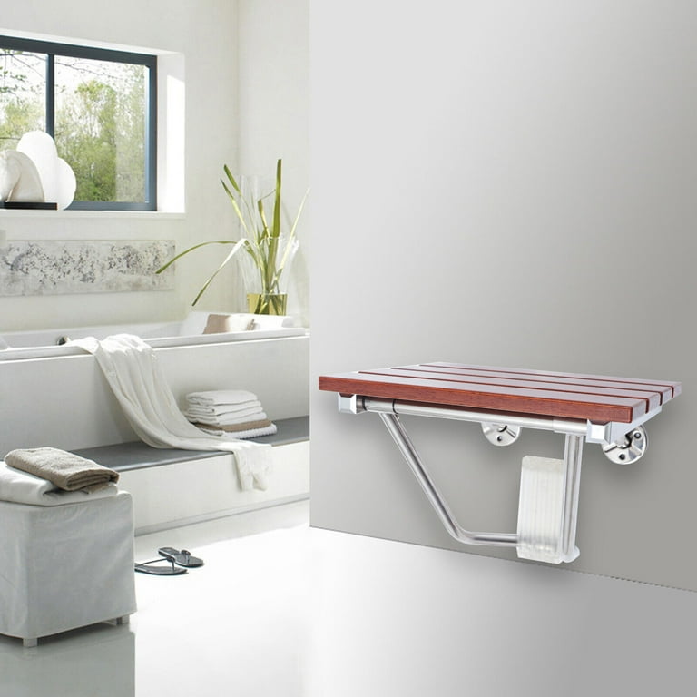 120KG Wood Folding Shower Seat Wall Mounted Bench Shower Chair