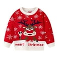 thumbnail image 2 of Lopecy-Sta Christmas Sweater for Toddler Girls (3-8Y), Kids Merry Christmas Reindeer Knit Crewneck Pullover, Winter Long Sleeve Xmas Knitted Top for Holiday Party Red, 2 of 7