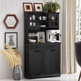 thumbnail image 4 of AHB 13 Gallon Tilt Out Trash Cabinet with Pantry Storage, Freestanding Kitchen Storage Organizer with Shelves, 39"L x 13.35"W x 72"H, Black, 4 of 10