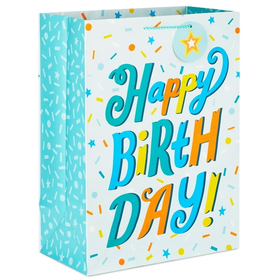 Hallmark Jumbo Birthday Gift Bag (Blue and Yellow Retro)