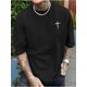thumbnail image 1 of Camiseta informal de manga corta con cuello redondo y estampado de logotipo cruzado para hombre, ideal para uso diario, ideal para verano y primavera. Ideal para adultos, hombres, mujeres, adolescente, 1 of 4