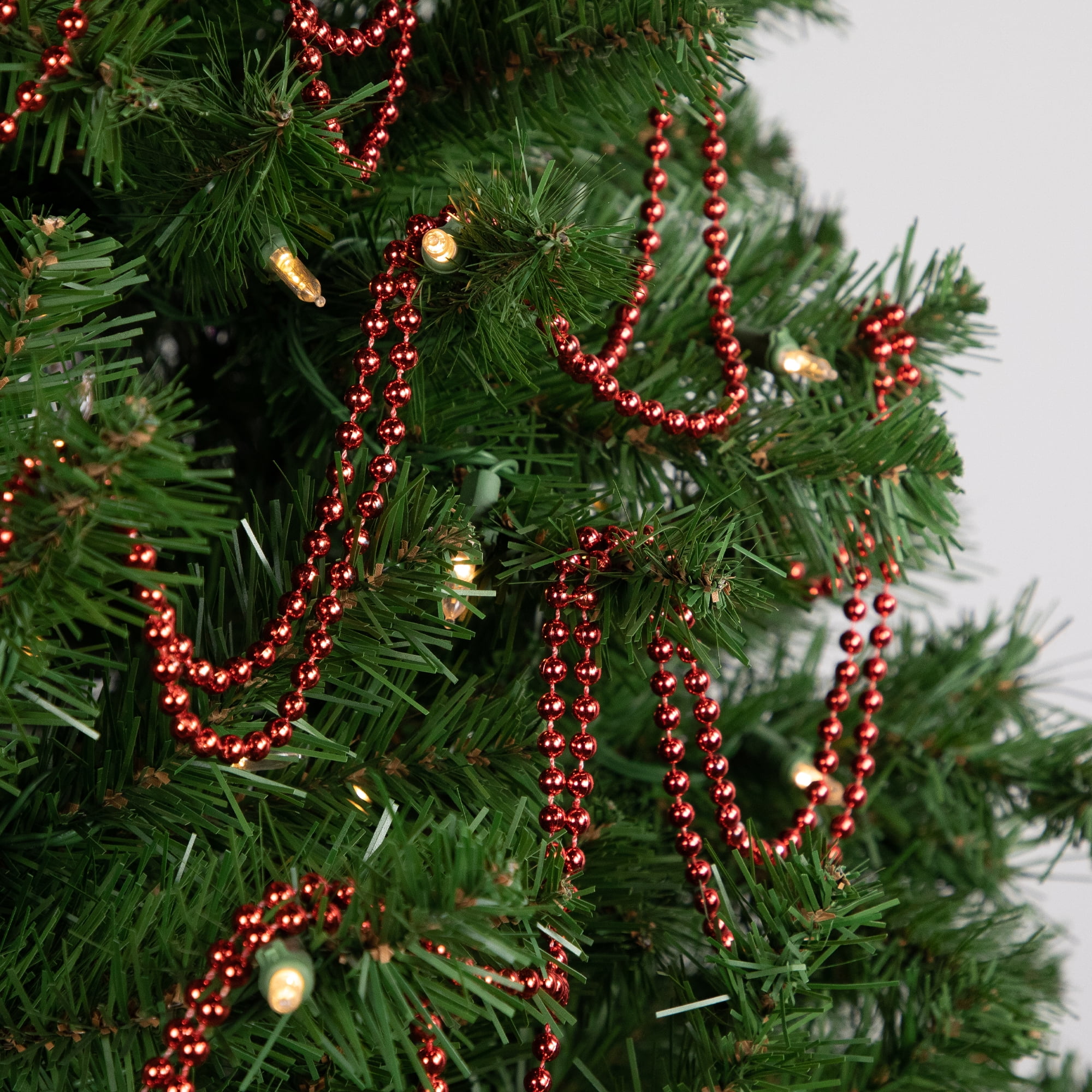 66' x 0.15 inch Red Beaded Artificial Christmas Garland - Unlit