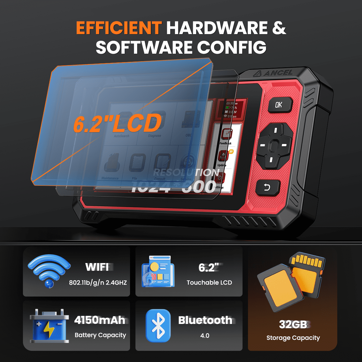 ANCEL DS400 Llite Bidirectional OBD2 Scanner ABS SRS Transmission & Check Engine Code Reader with 7 Reset, Lifetime Wifi Free Update, 24h Online Chat Service