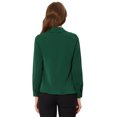 thumbnail image 3 of Blusa de oficina Allegra K manga larga Media tapeta cuello en punta mujer Verde oscuro S, 3 of 4