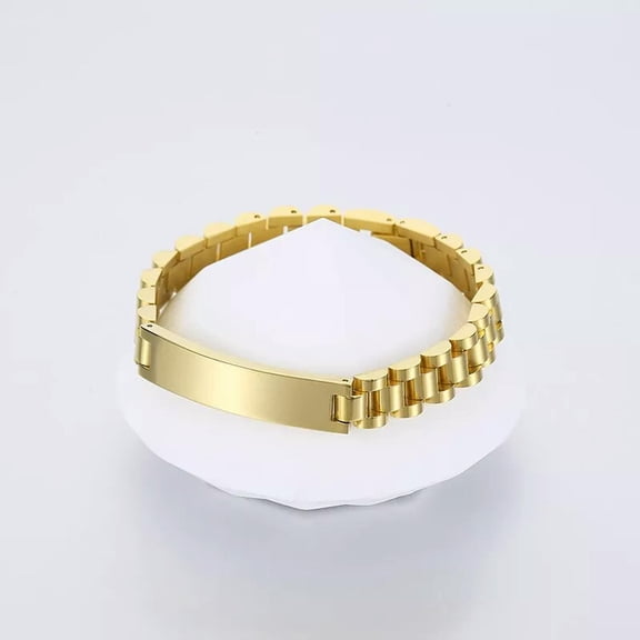 HOOUN Gold Stainless Steel Watch Link Chain Design Women Mens ID Bracelet Bangle 8''