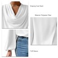 thumbnail image 3 of Mujer Drapeado Cuello Redondo Camisa De Manga Larga Cuello En V Color Puro Top Moda Puff Manga Top Blanco M, 3 of 4
