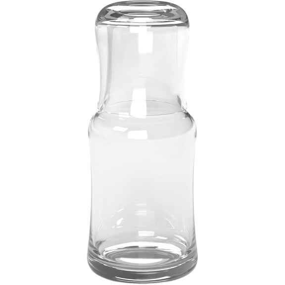 Barski Bedside Night Carafe with Tumbler - Glass - 2 Pc Water Pitcher Set -Desktop Water Jug Set - Made in Europe