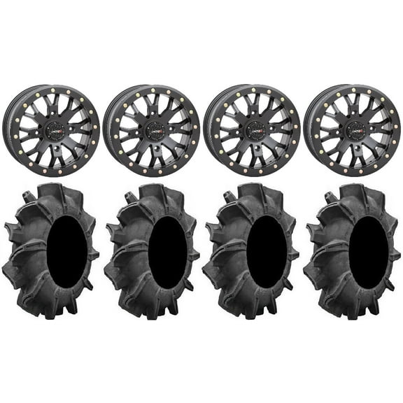 System 3 SB-4 Black (6 1/4 3) 14" Wheels 29.5" Assassinator Tires Can-Am Defender