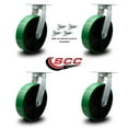thumbnail image 2 of 12 Inch Heavy Duty Green Poly on Cast Iron Caster Set with Swivel Locks Set of 4, 2 of 2