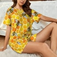 thumbnail image 6 of Bingfone Honeycombs Print Pajamas Sets for Women Soft Short-Sleeved Pjs with Lounge Shorts Two Piece Sleepwear, 6 of 8