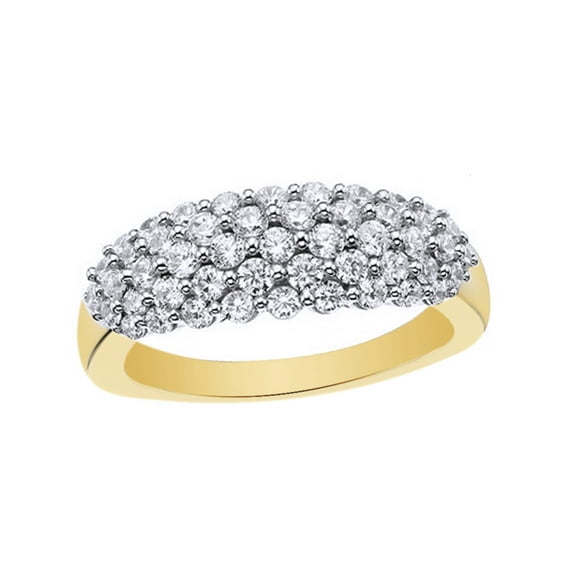 AFFY White Natural Diamond Cluster Ring In 10k Yellow Gold (1 Cttw)