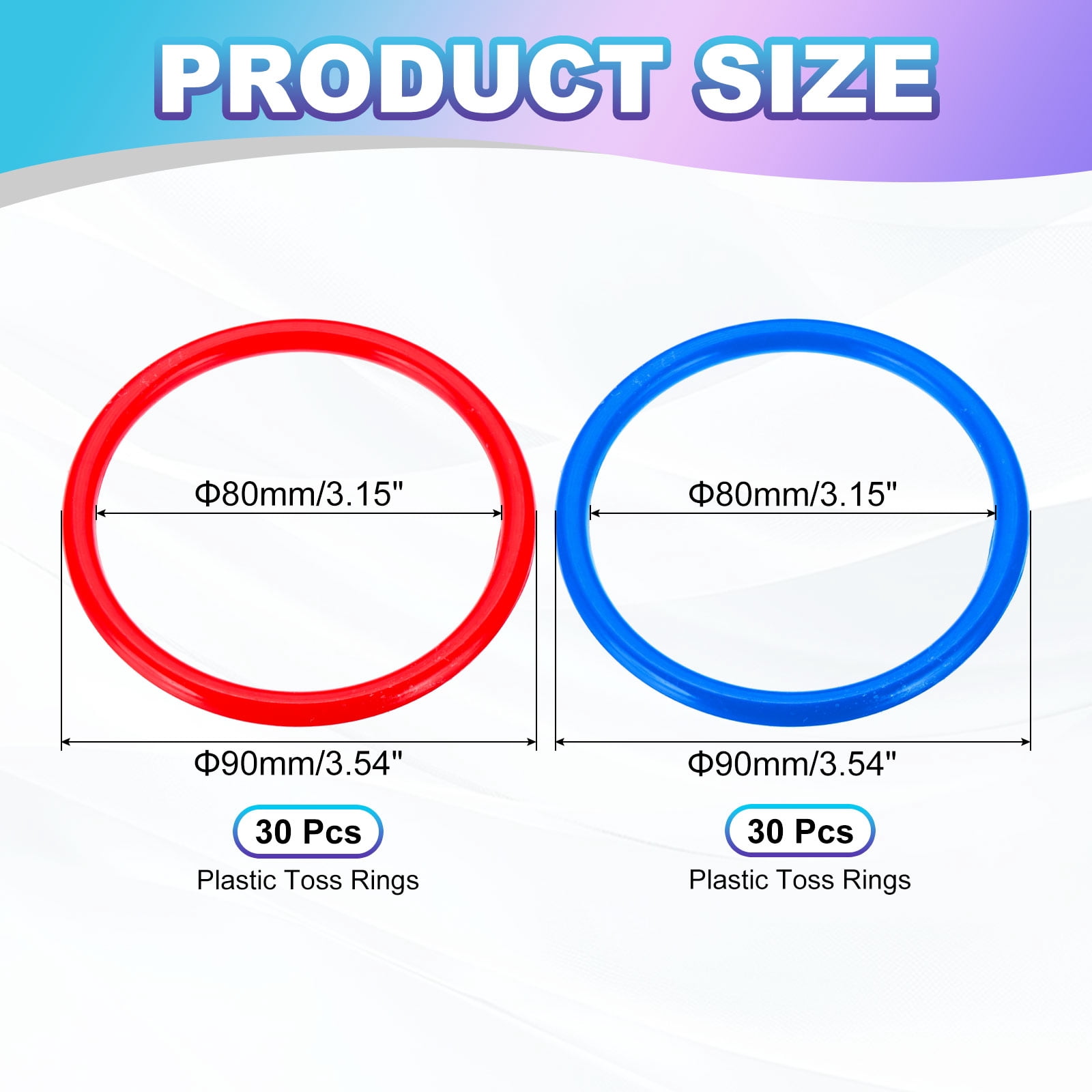 Uxcell Plastic Toss Ring 3.15 Inch, 60 Pack Sports Rings Toss Game for Carnival Outdoor Games, Red/Blue