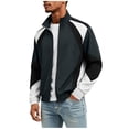 thumbnail image 3 of Umfun Full Zip Track Jackets for Men Casual Color Block Sportswear Stand Collar Lightweight Coat with Elastic Cuffs for Fall, 3 of 8